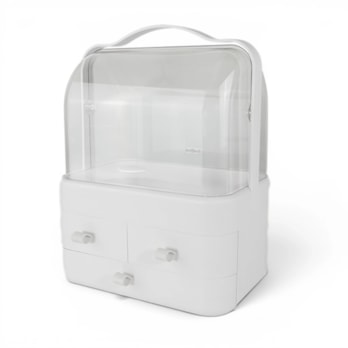 Wholesale White Cosmetic Storage Case with Handle & Three Drawers | Wholesale Direct