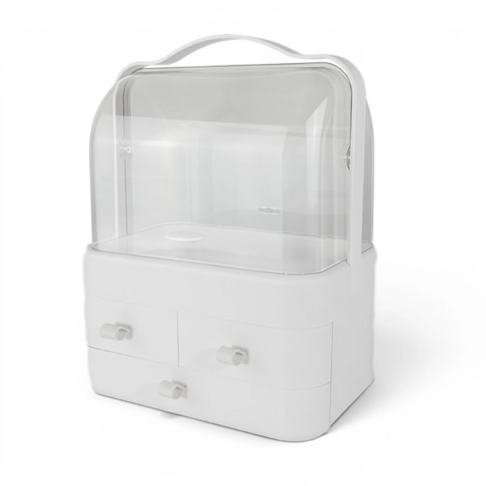 Wholesale White Cosmetic Storage Case with Handle & Three Drawers | Wholesale Direct