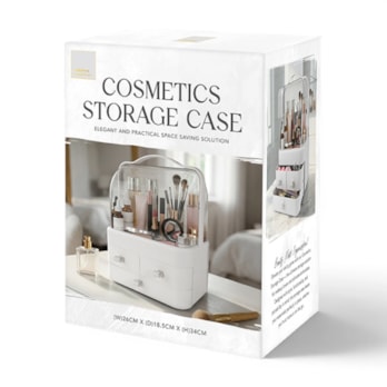 Wholesale White Cosmetic Storage Case with Handle & Three Drawers | Wholesale Direct Wholesale White Cosmetic Storage Case with Handle & Three Drawers | Wholesale Direct