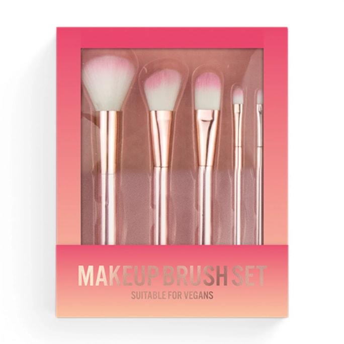 Wholesale Pink Chrome Makeup Brush Set 5pcs | Wholesale Direct