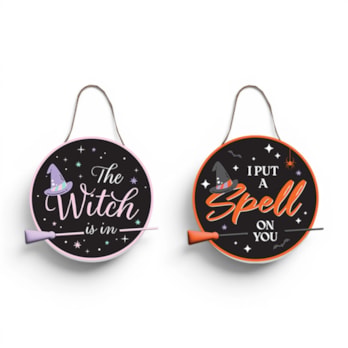 Wholesale Hanging Witch Plaque with Broomstick | Wholesale Direct
