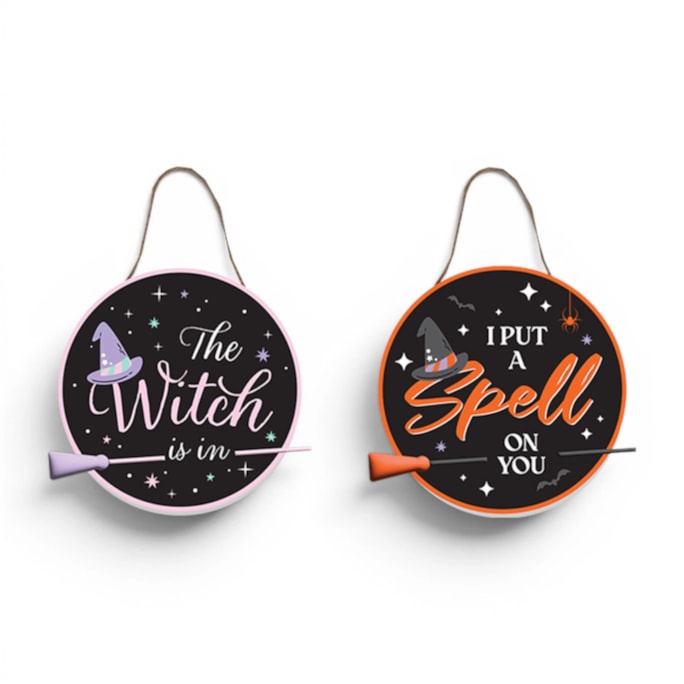 Wholesale Hanging Witch Plaque with Broomstick | Wholesale Direct Wholesale Hanging Witch Plaque with Broomstick | Wholesale Direct