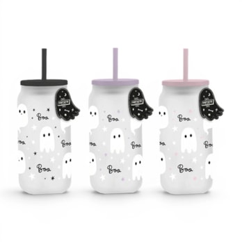 Wholesale Ghost Glass Mason Jar With Straw | Wholesale Direct Wholesale Ghost Glass Mason Jar With Straw | Wholesale Direct