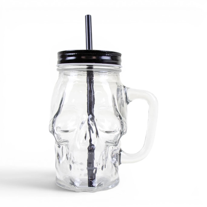 Wholesale Skull Jar With Lid & Straw | Wholesale Direct Wholesale Skull Jar With Lid & Straw | Wholesale Direct