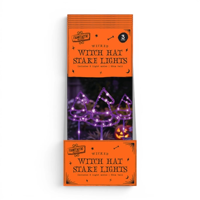 Wholesale Halloween Witch Hat LED Stakes 3pk CDU | Wholesale Direct