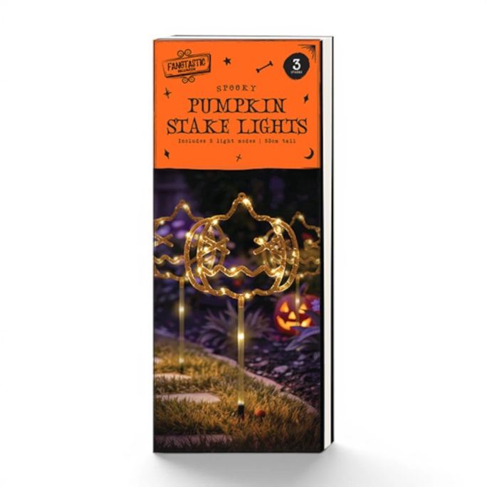 Wholesale Halloween Light Up Pumpkin Stakes 3pk CDU | Wholesale Direct