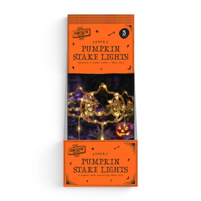 Wholesale Halloween Light Up Pumpkin Stakes 3pk CDU | Wholesale Direct