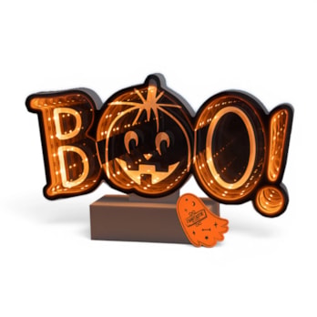 Wholesale LED Battery Operated Infinity Light Boo Pumpkin 14cm x 24cm | Wholesale Direct
