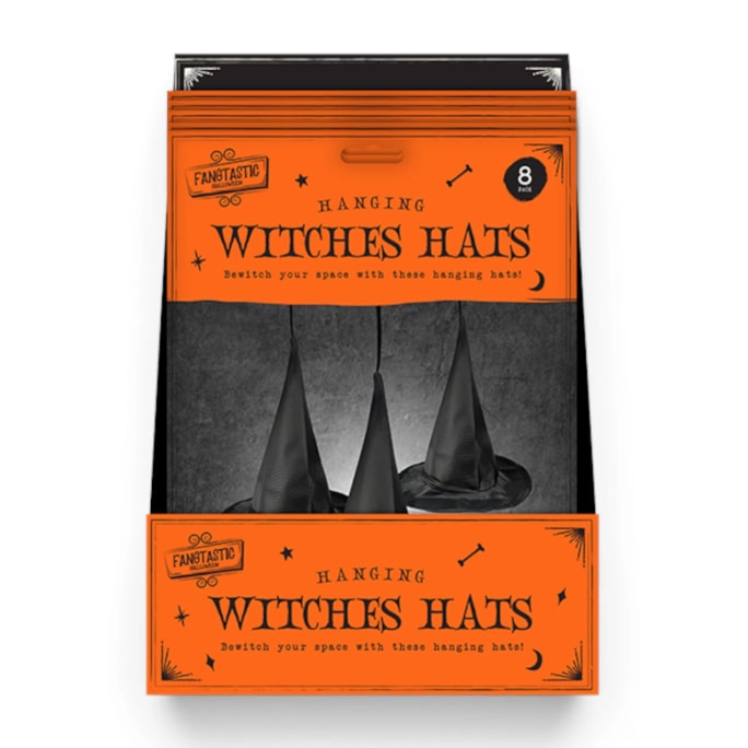 Wholesale Spooky Hanging Witch Hats 8pk CDU | Wholesale Direct