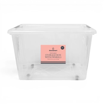 Wholesale Clip Lid Storage Box With Wheels 32L | Wholesale Direct