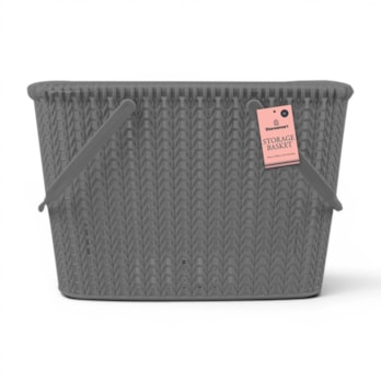Wholesale Plastic Woven Effect Basket With Handles 8L | Wholesale Direct