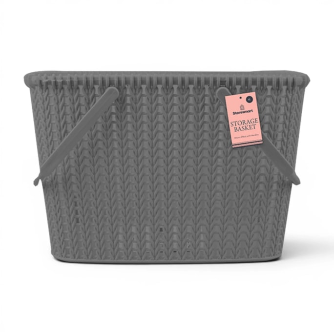 Wholesale Plastic Woven Effect Basket With Handles 8L | Wholesale Direct