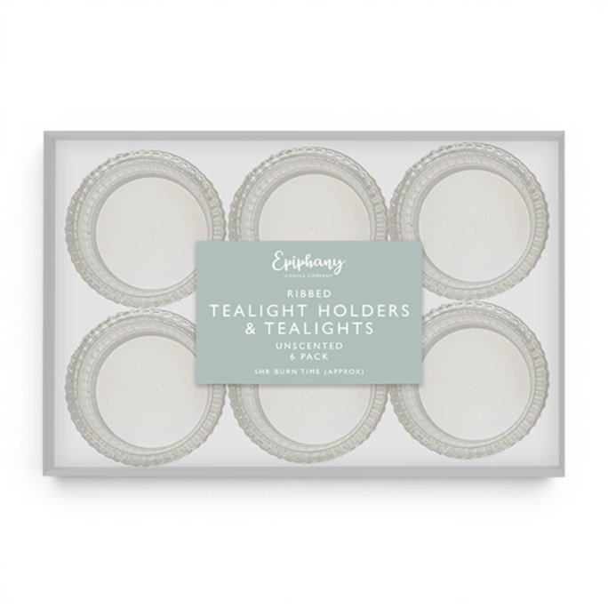 Wholesale Ribbed Tealight Holders With Tealights 6pk | Wholesale Direct