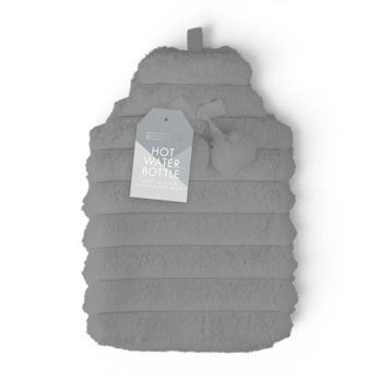 Wholesale Faux Fur Ribbed Hot Water Bottle With Pom Poms 1.7L | Wholesale Direct Wholesale Faux Fur Ribbed Hot Water Bottle With Pom Poms 1.7L | Wholesale Direct