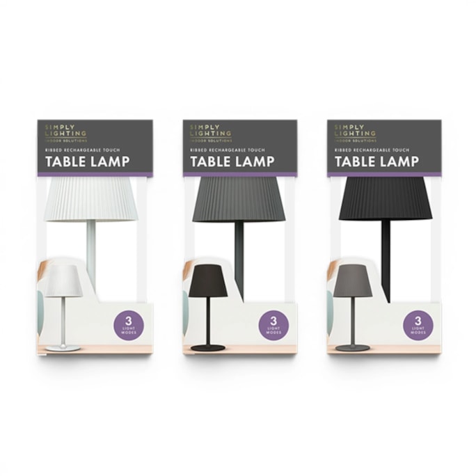 Wholesale Ribbed Rechargeable Touch Table Lamp | Wholesale Direct
