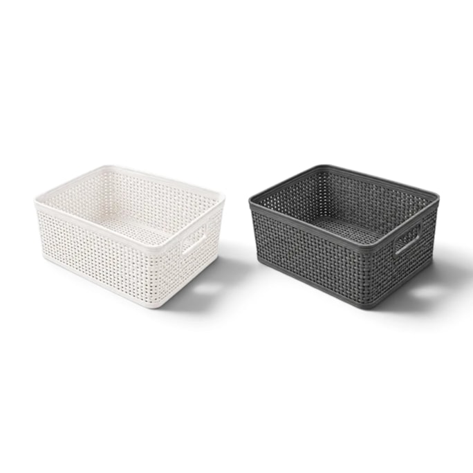 Wholesale Weave Plastic Basket 24.5x19x10.5cm 3pk | Wholesale Direct Wholesale Weave Plastic Basket 24.5x19x10.5cm 3pk | Wholesale Direct