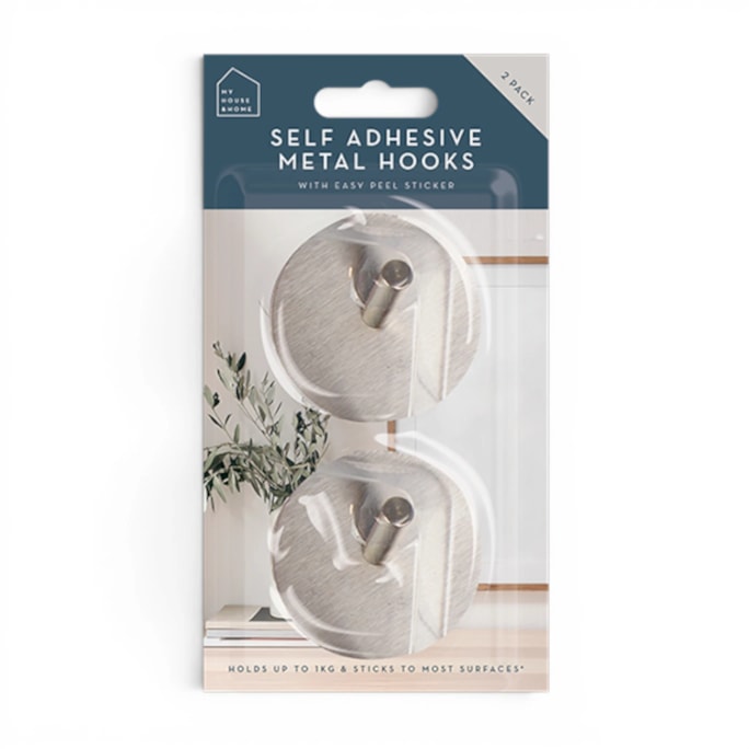 Wholesale Metal Self-Adhesive Hooks 2pk | Wholesale Direct