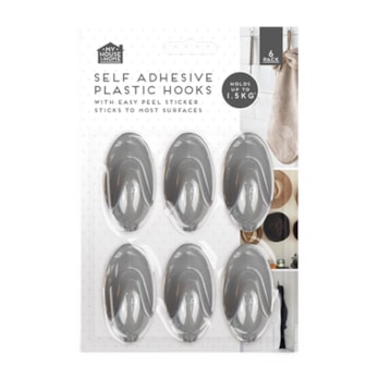 Wholesale Plastic Self-Adhesive Hooks 6pk | Wholesale Direct