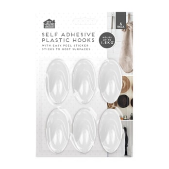 Wholesale Plastic Self-Adhesive Hooks 6pk | Wholesale Direct