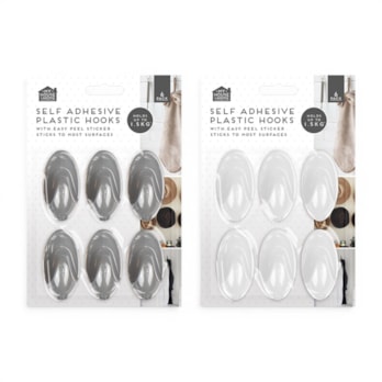 Wholesale Plastic Self-Adhesive Hooks 6pk | Wholesale Direct