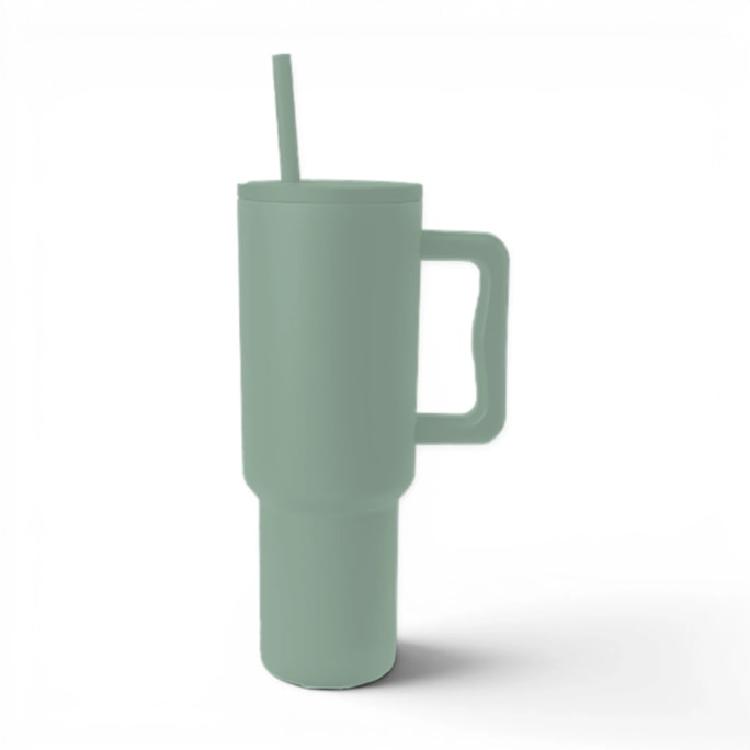 Wholesale Neutrals Double Walled Tumbler with Handle and Straw 1100ml | Wholesale Direct