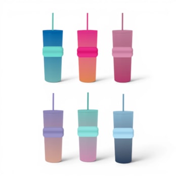 Wholesale Ombre Tumbler with Straw 700ml | Wholesale Direct