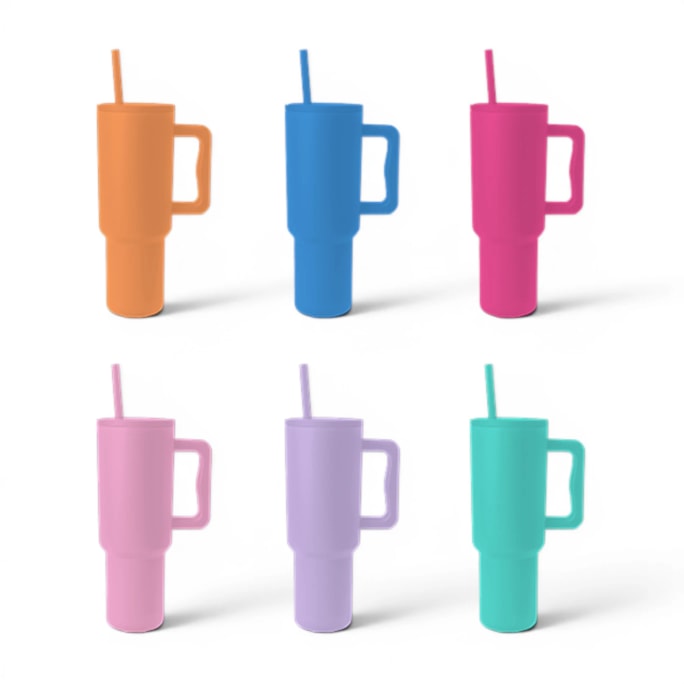 Wholesale Brights Double Walled Tumbler with Handle and Straw 1100ml | Wholesale Direct Wholesale Brights Double Walled Tumbler with Handle and Straw 1100ml | Wholesale Direct