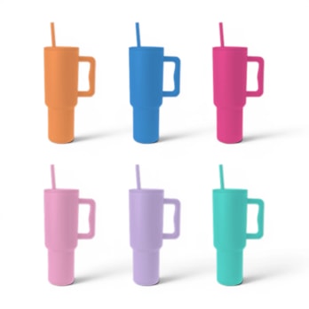 Wholesale Brights Double Walled Tumbler with Handle and Straw 1100ml | Wholesale Direct