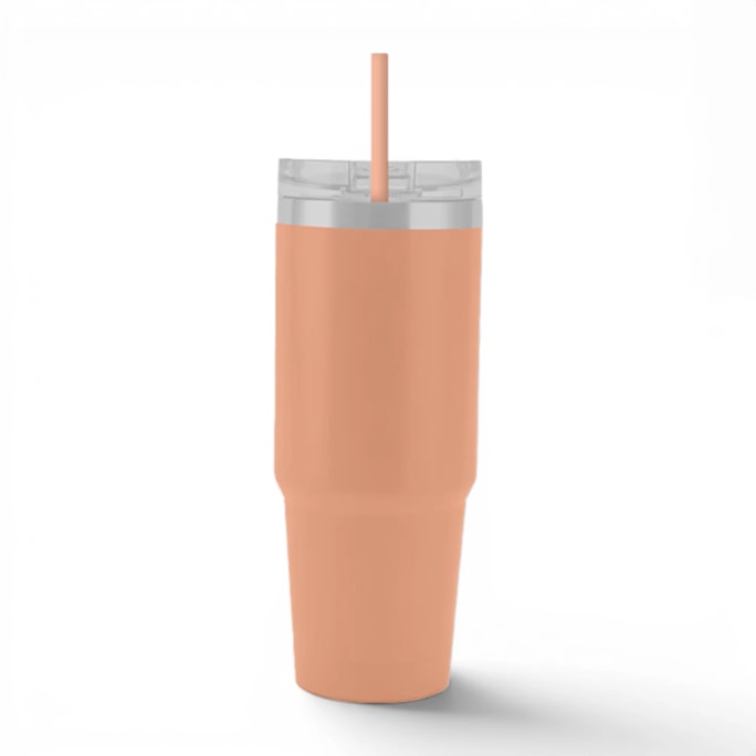 Wholesale Neutrals Double Walled Tumbler with Straw 650ml | Wholesale Direct