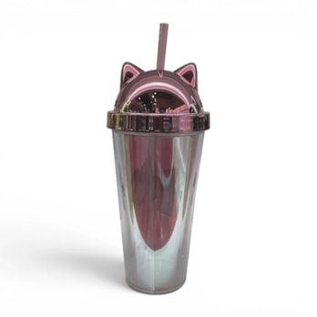 Wholesale Cat Ear Lidded Cup With Straw 450ml | Wholesale Direct