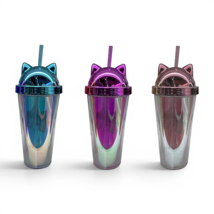 Wholesale Cat Ear Lidded Cup With Straw 450ml | Wholesale Direct