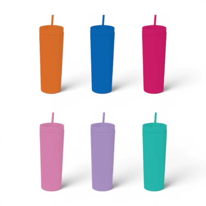 Wholesale Block Colour Rubber Cup With Straw 450ml | Wholesale Direct
