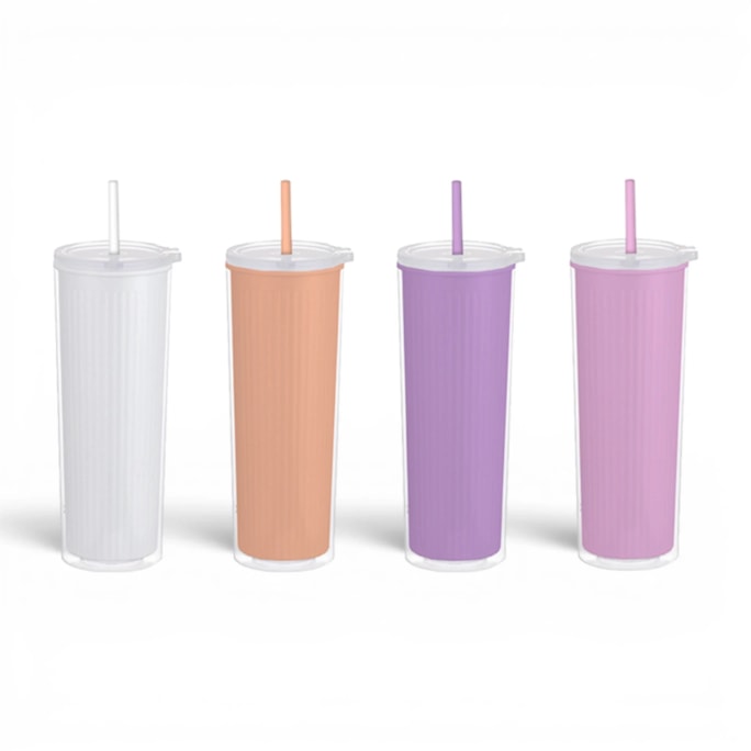Wholesale Inner Ribbed Cup With Straw 700ml | Wholesale Direct