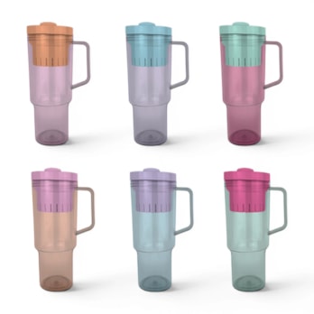 Wholesale Clear Colour Cup With Mix Match Straw 1200ml | Wholesale Direct