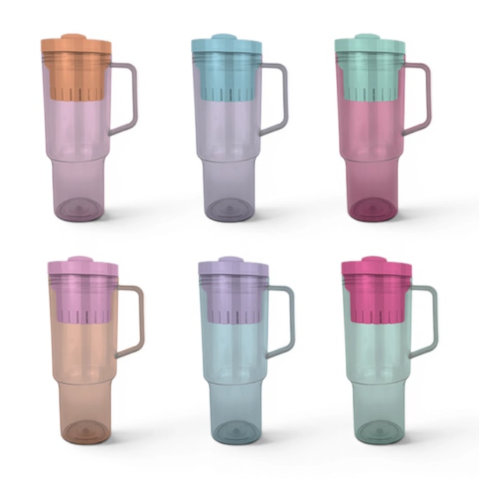 Wholesale Clear Colour Cup With Mix Match Straw 1200ml | Wholesale Direct