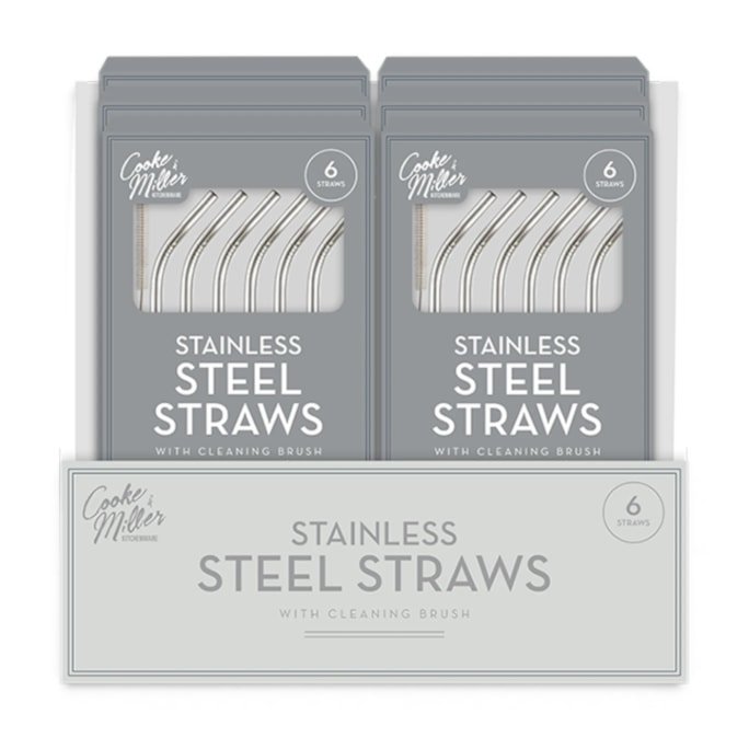 Wholesale Stainless Steel Reusable Straws 6pk CDU | Wholesale Direct