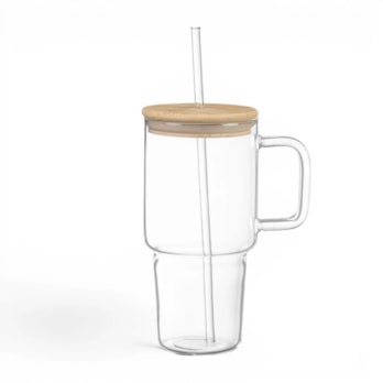 Wholesale Glass Tumbler With Straw Bamboo Lid 800ml | Wholesale Direct Wholesale Glass Tumbler With Straw Bamboo Lid 800ml | Wholesale Direct