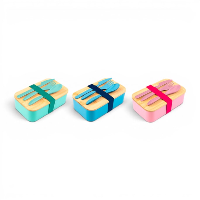 Wholesale Lunch Box with Bamboo Lid & Cutlery Set | Wholesale Direct Wholesale Lunch Box with Bamboo Lid & Cutlery Set | Wholesale Direct