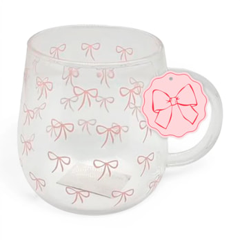 Wholesale Glass Mug With Bow Print 420ml | Wholesale Direct