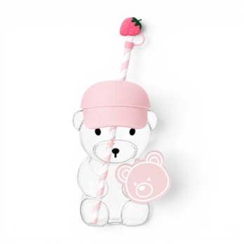 Wholesale Bear Cup With Straw & Strawberry 500ml | Wholesale Direct