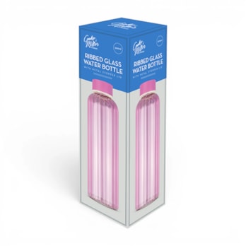 Wholesale Pink Ribbed Glass Water Bottle 500ml | Wholesale Direct