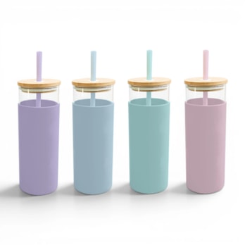 Wholesale Pastel Glass Bottle With Straw 500ml | Wholesale Direct
