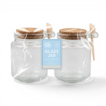 Wholesale Cork Top Storage Jars with Spoon 2pk | Wholesale Direct
