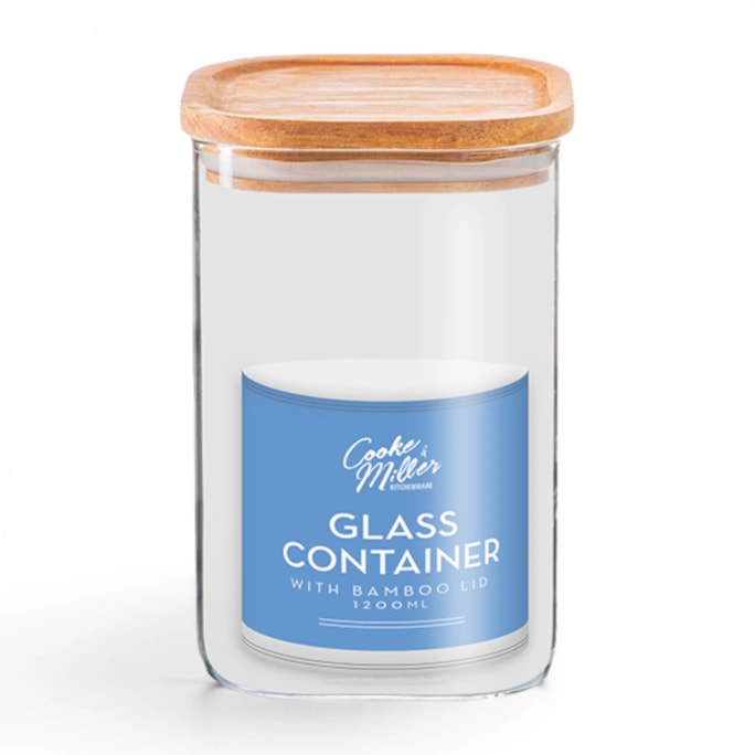 Wholesale Glass Container with Bamboo Lid 1200ml | Wholesale Direct