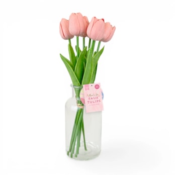 Wholesale7 Faux Tulips In Glass Vase | Wholesale Direct Wholesale7 Faux Tulips In Glass Vase | Wholesale Direct