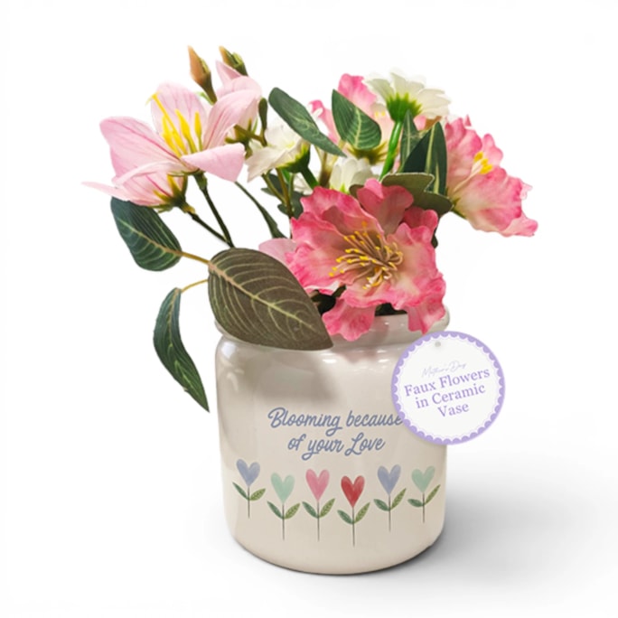 Wholesale Mothers Day Faux Flowers In Ceramic Vase | Wholesale Direct
