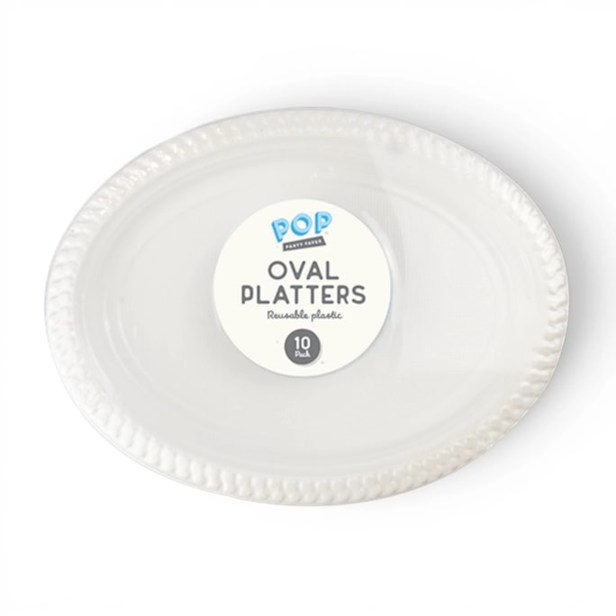 Wholesale White Plastic Oval Platters 10pk | Wholesale Direct