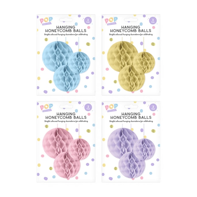 Wholesale Pastel Honeycomb Hanging Decoration 3pk | Wholesale Direct