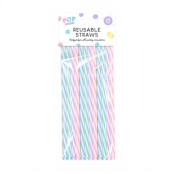 Wholesale Pastel Reusable Straws 20pk | Wholesale Direct
