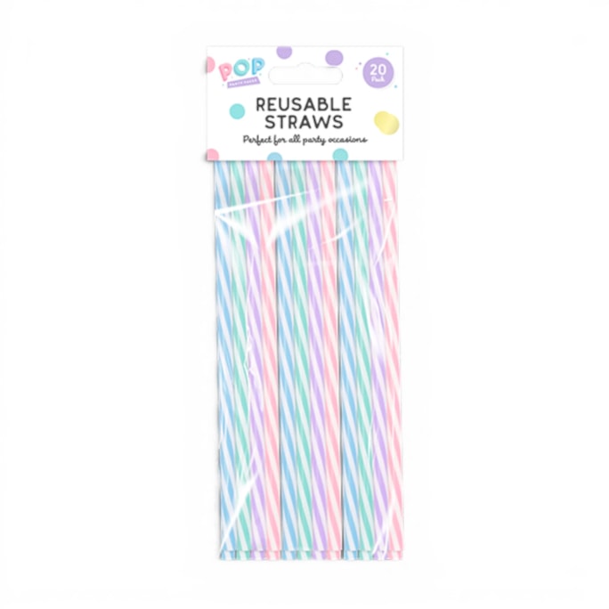 Wholesale Pastel Reusable Straws 20pk | Wholesale Direct